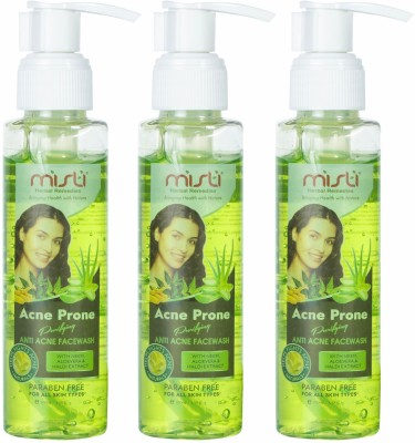 MISTI HERBAL REMEDIES Acne Prone Purifying Facewash for soothe skin Acne and Pimples (Pack of 3* 100ml) Face Wash(300 ml)