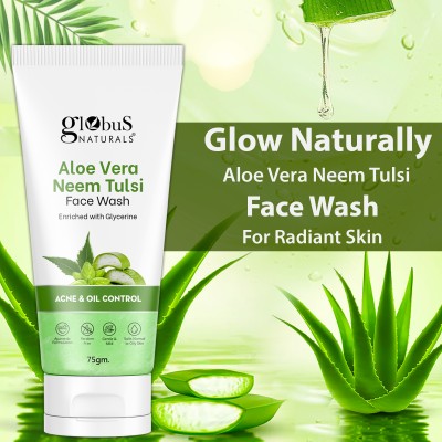 Globus Naturals Aloe vera Neem Tulsi Enriched With Glycerin & Oil Control Formula Men & Women All Skin Types  Face Wash(75 g)