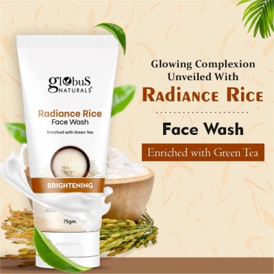 Globus Naturals Radiance Rice, Enriched With Green Tea For Skin Brightening Face Wash(75 g)