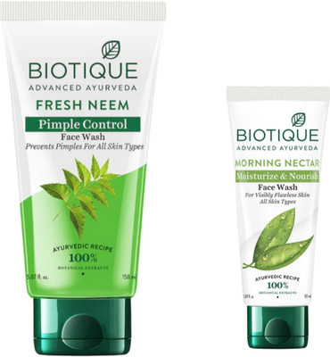 BIOTIQUE Fresh Neem  150ml & Morning Nectar  50ml. Face Wash(200 ml)