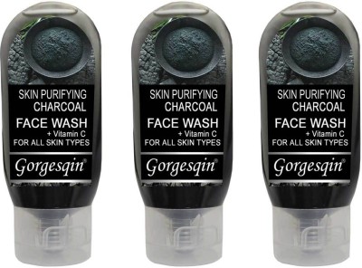 GORGESQIN MOISTURIZING NOURISHING & PURIFYING CHARCOAL FACE WASH 60 ML X 3 Face Wash(180 ml)