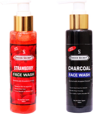 Sheer Secret Strawberry  100ml and Charcoal  100ml Face Wash(200 ml)