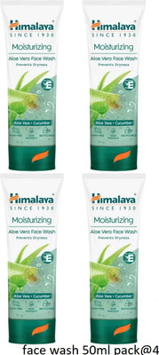 Himalaya Herbals MOISTURIZING ALOE VERA FACE WASH 50 ML PACK OF 4{50ml each} Face Wash(200 ml)