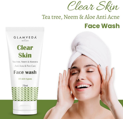 GLAMVEDA Clear Skin Tea Tree, Neem & Aloe Vera Anti Acne  Face Wash(75 ml)