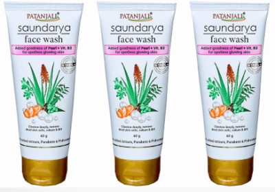 PATANJALI Saundrya , Deep Moisturizer, Remove Dead Skin Cells, Glowing Skin 60GM 3PCS Face Wash(180 g)