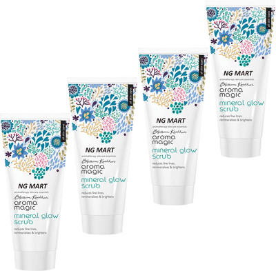 NG MART AROMA MAGIC MINERAL GLOW SCRUB FOR REMOVES PIGMENTAION ,ACNE & GIVES GLOWING SKIN PACK OF - 100mlx 4 Face Wash(400 ml)