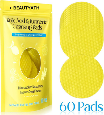 BEAUTYATH Kojic Acid and Turmeric Cleansing Pads,Turmeric Cleansing Pads n Pack of 1 Face Wash(60 g)