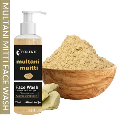 PERLENTE Multani Mitti For Oliy Skin Redient Face Remove Dir-ts, Controls Acne, Pimple Face Wash(200 g)