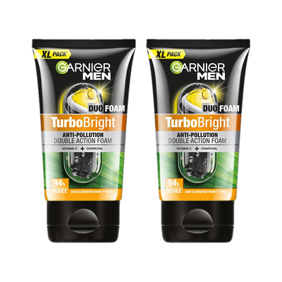 Garnier Men Turbo Bright Anti pollution Double Action Foam Vitamin C + Charcoal Face Wash(300 g)