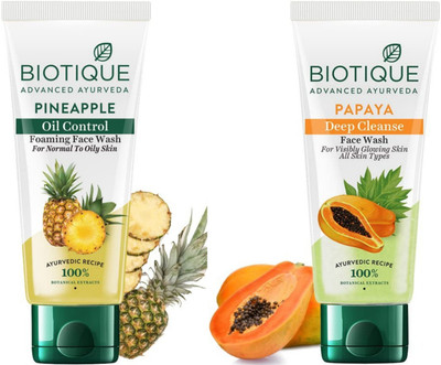 BIOTIQUE Pineapple 150ml & Papaya 150ml Facewash Set of 2 Face Wash(300 ml)