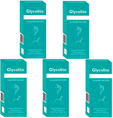 Glycolite FACE-WASH ENRICHED WITH AHA & BHA FOR CLEAN & SOFT SKIN PACK OF 60ml x 5 Face Wash(300 ml)