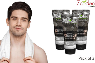 ZORDAN Herbals Advance Charcoal face wash pack of 3 ( 180 ml ) Face Wash(180 g)