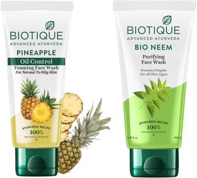 BIOTIQUE Pineapple 150ml & Neem 150ml Facewash Set of 2 Face Wash(300 ml)
