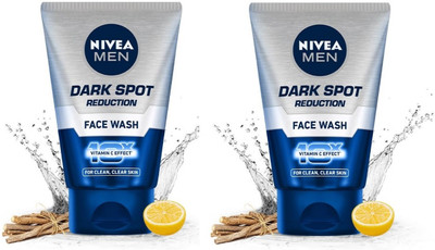 Nivea Men Men  for Dark Spot Removal | 10X Vitamin C | Brightening & Deep Cleanser for Oily Skin | Reduces Acne Marks & Pollution Impurities – 100g (PACK OF 2) Face Wash(200 g)