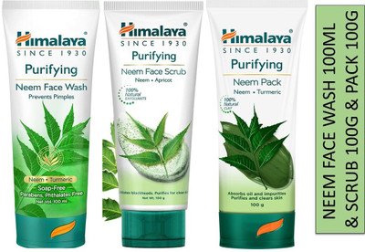 HIMALAYA Purifying neem face wash 100ml and face scrub 100g and face pack 100ml (Set of 3) Face Wash(300 ml)