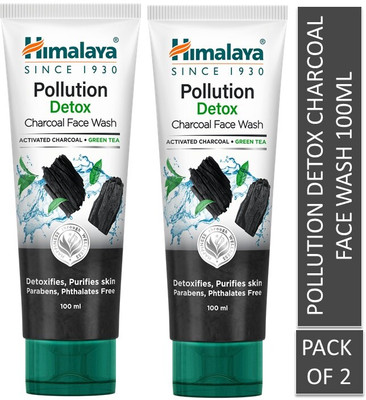 HIMALAYA pollution detox charcoal face wash 100ml ( pack of 2) Face Wash(200 ml)