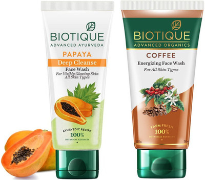 BIOTIQUE Papaya  150 ML & Coffee Energizing  150 ML Face Wash(300 ml)