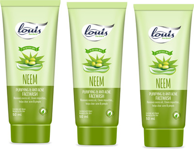 Louis herbals Neem Purifying & Anti Acne  Pack of 3 x 50 gm Face Wash(150 g)
