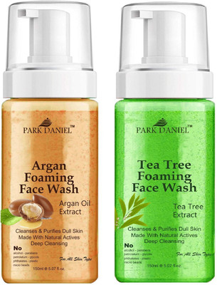 PARK DANIEL Argan & Tea Tree Foaming  For Deep Cleansing Pack of 2 150 ML(300 ML) Face Wash(300 ml)