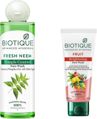 BIOTIQUE Fresh Neem  200ml & Fruit  100ml Face Wash(300 ml)