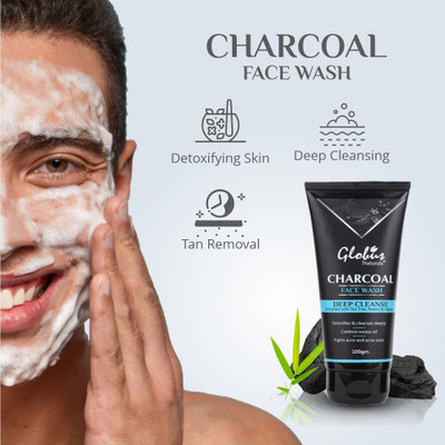 Globus Naturals Activated Charcoal  Enriched With Tea-Tree|Anti-Pollution|Anti-Acne| Face Wash(100 g)