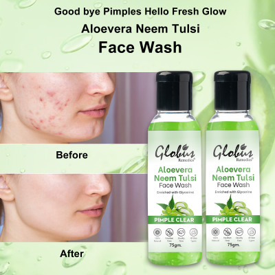 Globus Remedies Aloe vera Neem Tulsi Enriched With Glycerin & Oil Control Formula, Set of 2 Face Wash(75 g)