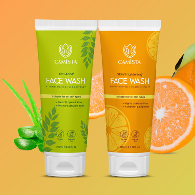 CAMISTA Anti Acne With Neem & Aloe Vera Extract + Skin Brightening With Orange Peel & Mulberry Extract Face Wash(200 ml)