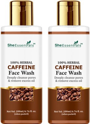 She Essentials Caffeine Coffee  Enriched with Vitamin C, Turmeric, Fruits Extract, Aloe Vera For Oil Control, Skin Fairness, Hyperpigmentation Clear, Toxins Remove & Facial Glow- SLS and Paraben Free Combo Face Wash(400 ml)