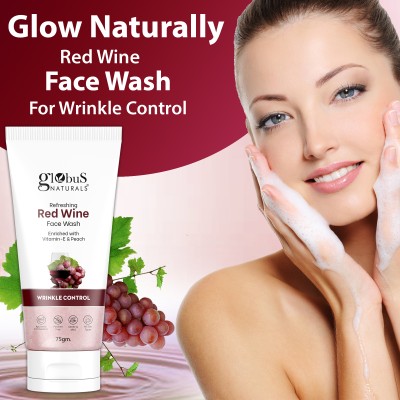 Globus Naturals Red Wine Hydrating  For Wrinkle Control Formula, Suitable For All Skin Types Face Wash(75 g)