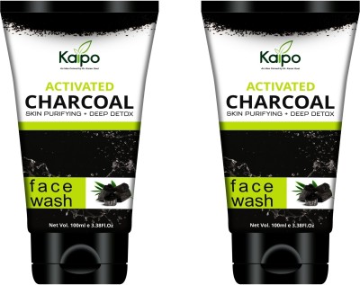 KAIPO Charcoal Activated  Skin Brightening and Removes BlackHeads 100 ml x 2 Face Wash(200 ml)
