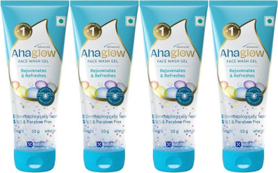ahaglow Advanced  Gel,50 gm x Pack of 4 Face Wash(200 g)