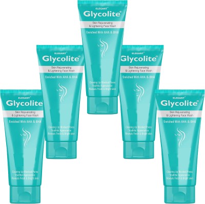 Glycolite NEW GLYCOLITEE ANTI ACNE FACEWASH FOR SKIN CLEANSING & ACNE REMOVES BRIGHTER SKIN PACK OF 60gm x 5 Face Wash(300 ml)