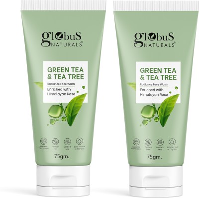Globus Naturals Green Tea & Tea Tree Radiance , Enriched with Himalayan Rose, Pack of 2 Face Wash(150 g)