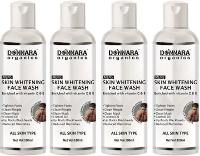 Donnara Organics Men's Skin Whitening  for Refreshing Skin Pack of 4 of 100 ML Face Wash(400 ml)