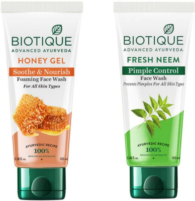 BIOTIQUE Honey 100ml & Fresh Neem 100ml Facewash Face Wash(200 ml)