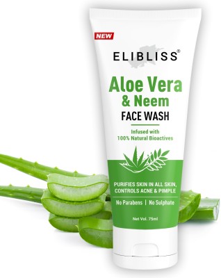 ELIBLISS Aloe Vera Neem for Acne Prone Skin, Men & Women Tan | Dirt Removal Face Wash(75 ml)