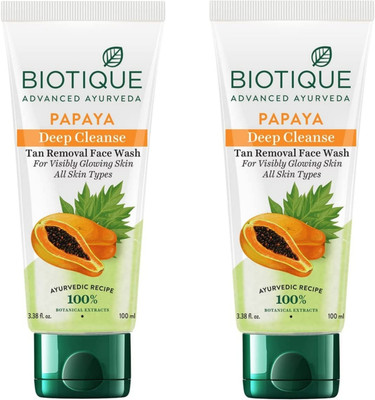 BIOTIQUE Papaya 100ml Facewash Set of 2 Face Wash(200 g)