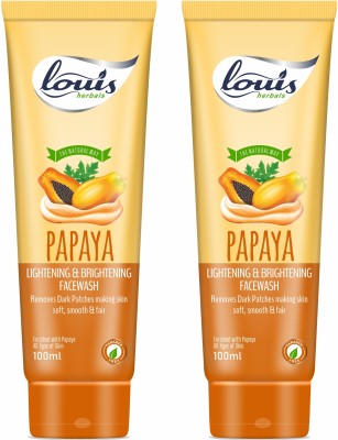 Louis herbals Papaya Lightening & Brightening  Pack of 2 x 100gm Face Wash(200 ml)