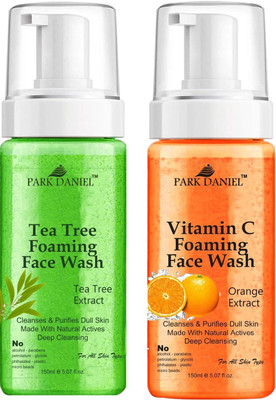 PARK DANIEL Tea Tree & Vitamin C Foaming  - Deep Cleansing Pack of 2 150 ML(300 ML) Face Wash(300 ml)