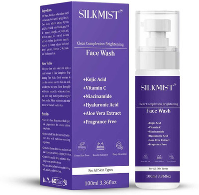 SILKMIST Clear Complexion Brightening with Kojic acid, Vitamin C, Niacinamide,Hyaluronic Face Wash(100 ml)
