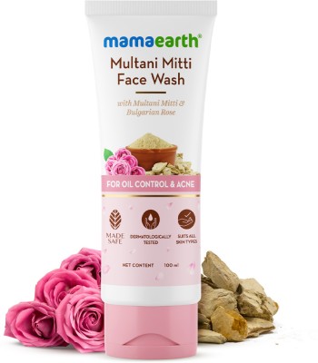 Mamaearth Multani Mitti & Bulgarian Rose For Oil Control & Acne - 100 ml | Suits All Skin Types | Hydrating & Gentle | Paraben-Free | No Silicones | Sulphate-Free Face Wash(100 ml)