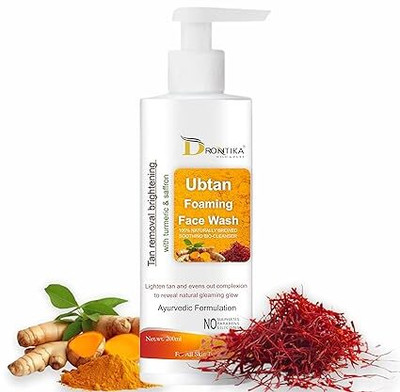 DRONTIKA WILD & PURE Ubtan Tan Removal  with Turmeric & Saffron – Brightening & Revitalizing Cleanser for Glowing Skin 200ml. Face Wash(100 ml)