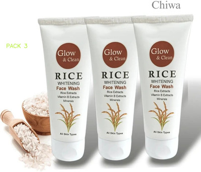 CHIWA Glow Cleanse Rice Water  100ml x3 Whitening Smooth Set Face Wash(300 ml)