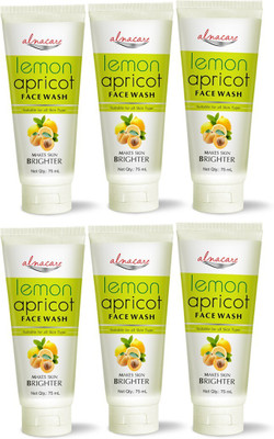 Alna Care Lemon Apricot Face wash | Makes Skin Brighter || 75ML Each |Combo Pack Of 6 Face Wash(450 ml)