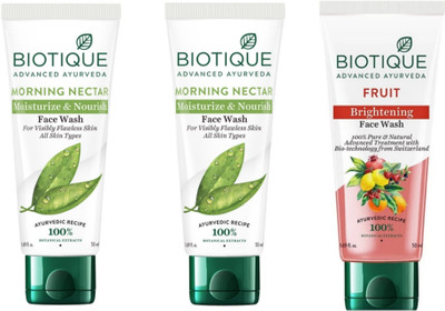 BIOTIQUE Morning Nectar  50 ml (Pack of 2), Fruit  50 ml (Pack of 1). Face Wash(150 ml)