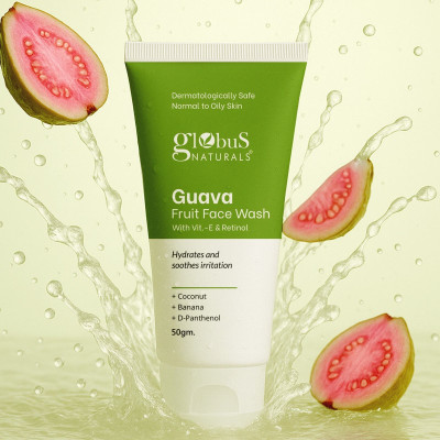 Globus Naturals Guava Fruit with Vitamin E & Retinol For Hydrates & Soothes Irritation, Suitable for Normal to Oily Skin Face Wash(50 g)