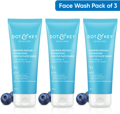 Dot & Key Barrier Repair Hydrating Gentle  Pack of 3 With Probiotics Face Wash(300 ml)