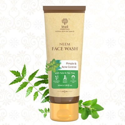 Khadi Essentials Neem  for Acne & Pimple Control with Tulsi - Sulphate & Paraben Free Face Wash(100 ml)