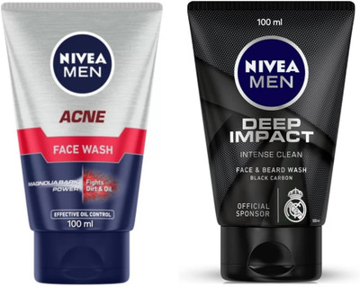 NIVEA Acne - 100ml & Deep Impact - 100ml (Pack of 2) Face Wash(200 ml)
