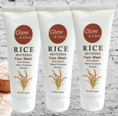 Deeparth Pack of 3 for Glowing Skin Protection Rice  Face Wash(100 ml)
